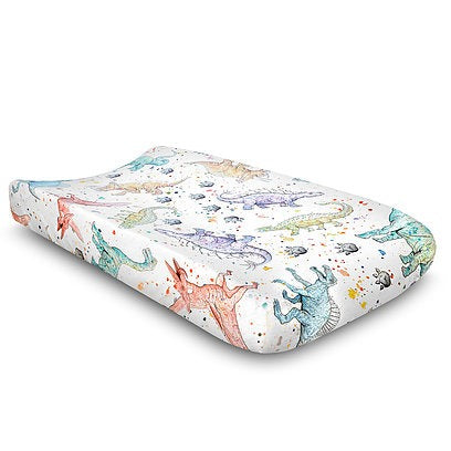 Watercolor Dinosaur Changing Pad Cover