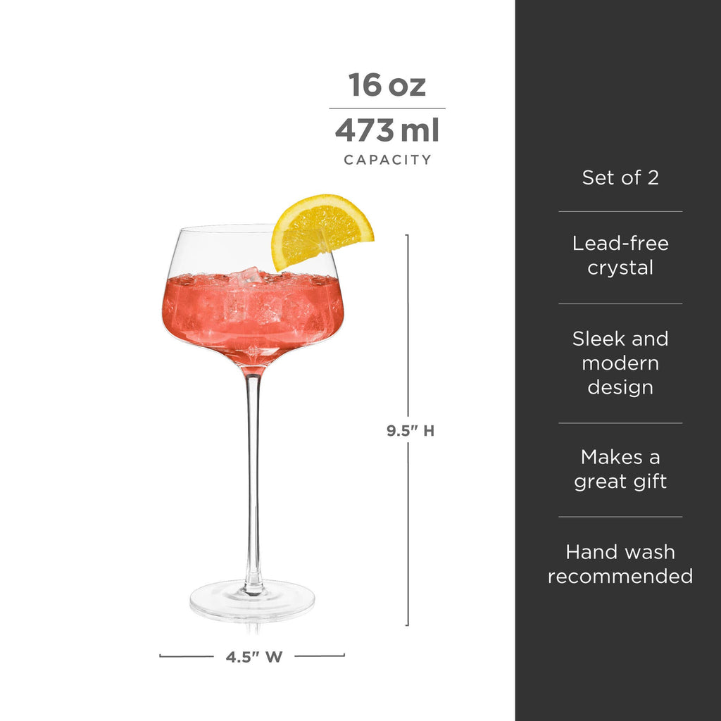 Raye™ Angled Crystal Stemmed Amaro Spritz Glasses | Set of 2