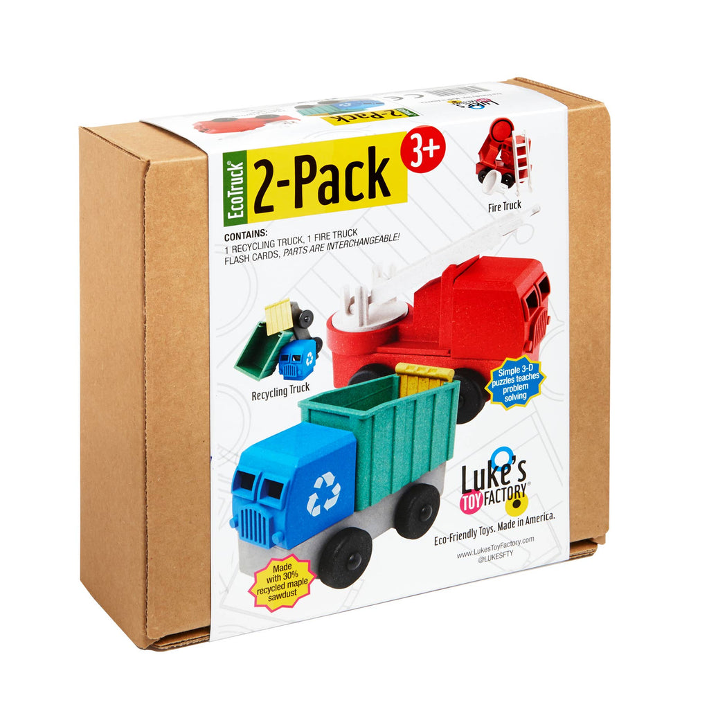 Fire Truck and Recycling Truck 2 Pack