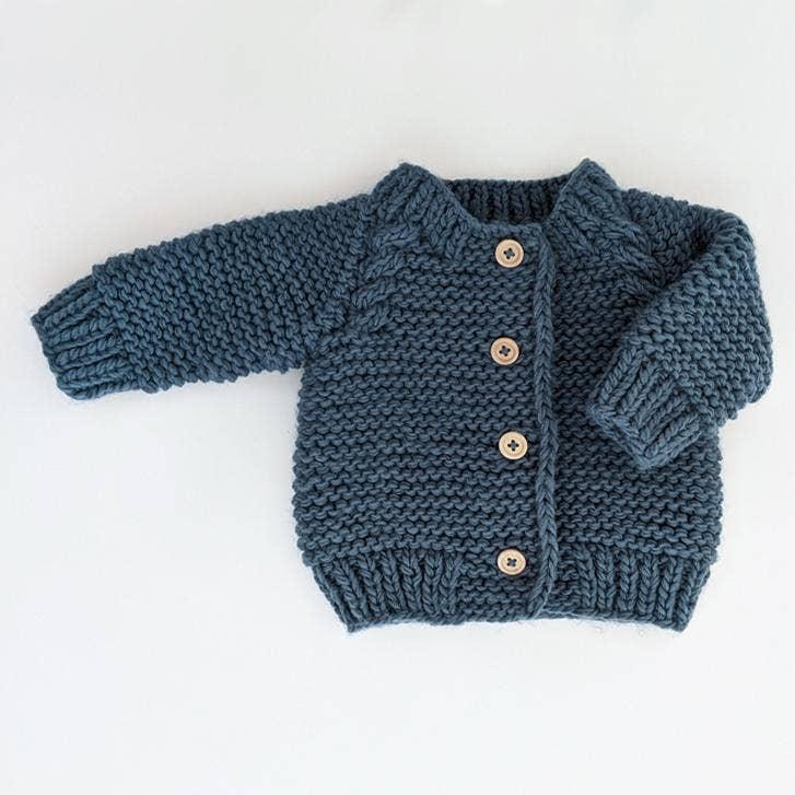 Slate Garter Stitch Cardigan Sweater Baby & Toddler: 0-6 months