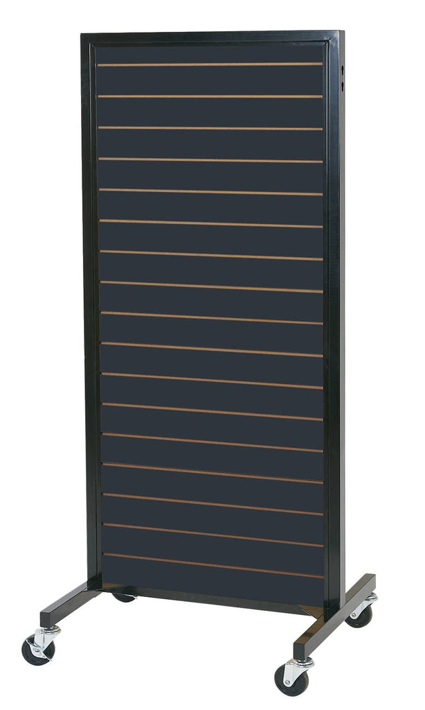 Metal Framed Rolling Slatwall Merchandiser | Black