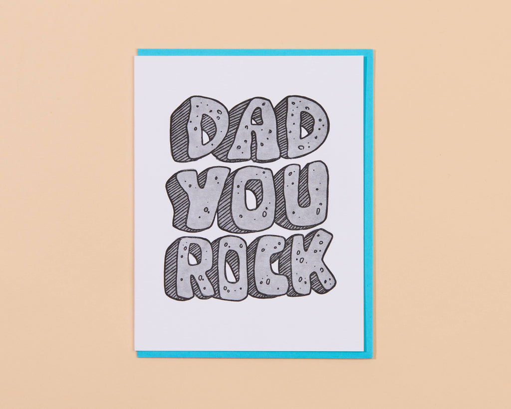 Dad You Rock Father's Day Letterpress Greeting Card