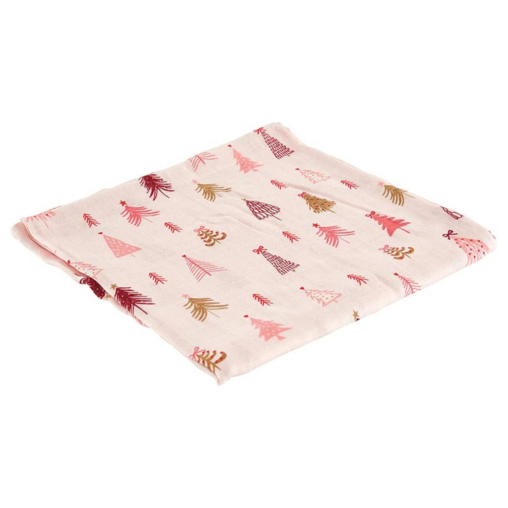 Swaddles with Plush Rattle - Pink Tree: Machine Wash Cold. Tumble Dry Low / 70% Bamboo 30% Cotton, Plush