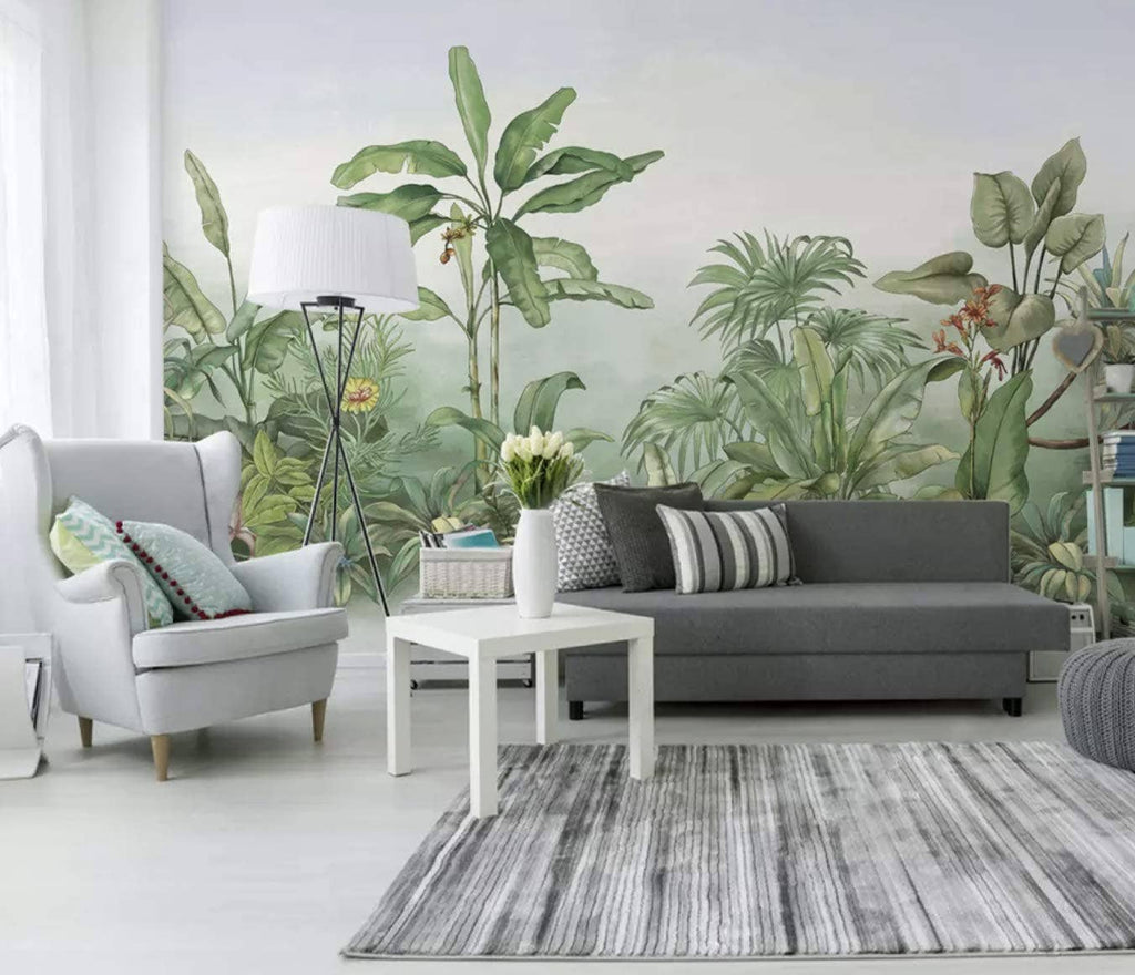 Natural Jungle Painting Landscape Removable Wallpaper