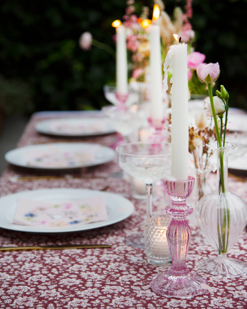 Pink Glass Candlestick