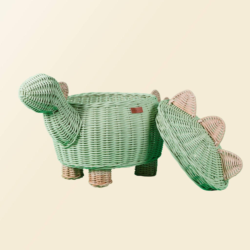 Handcrafted- Dinosaur Storage Basket (Medium) -Rattan Wicker