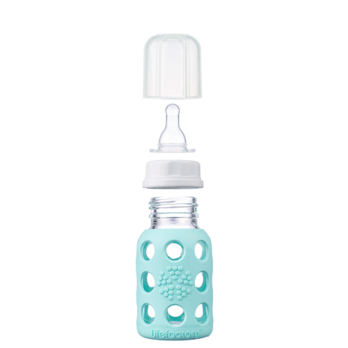 4oz Glass Baby Bottle - Stage 1 Nipple, Stopper, and Cap