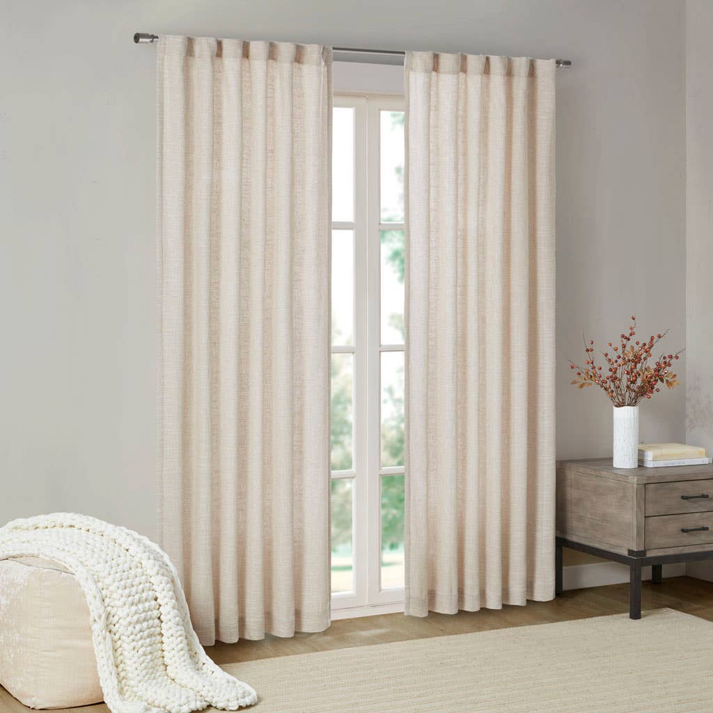 Linen with Fleece Lining Window Panel, Curtains, Natural