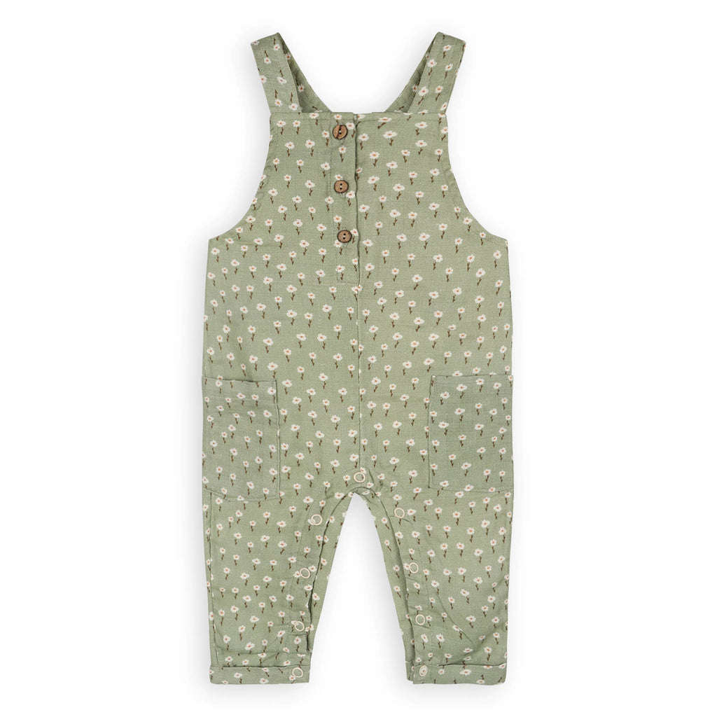 Sage Floral Baby Dungaree + Bodysuit (Organic Muslin)