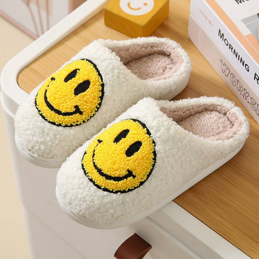 Smiley Face Plush Slippers