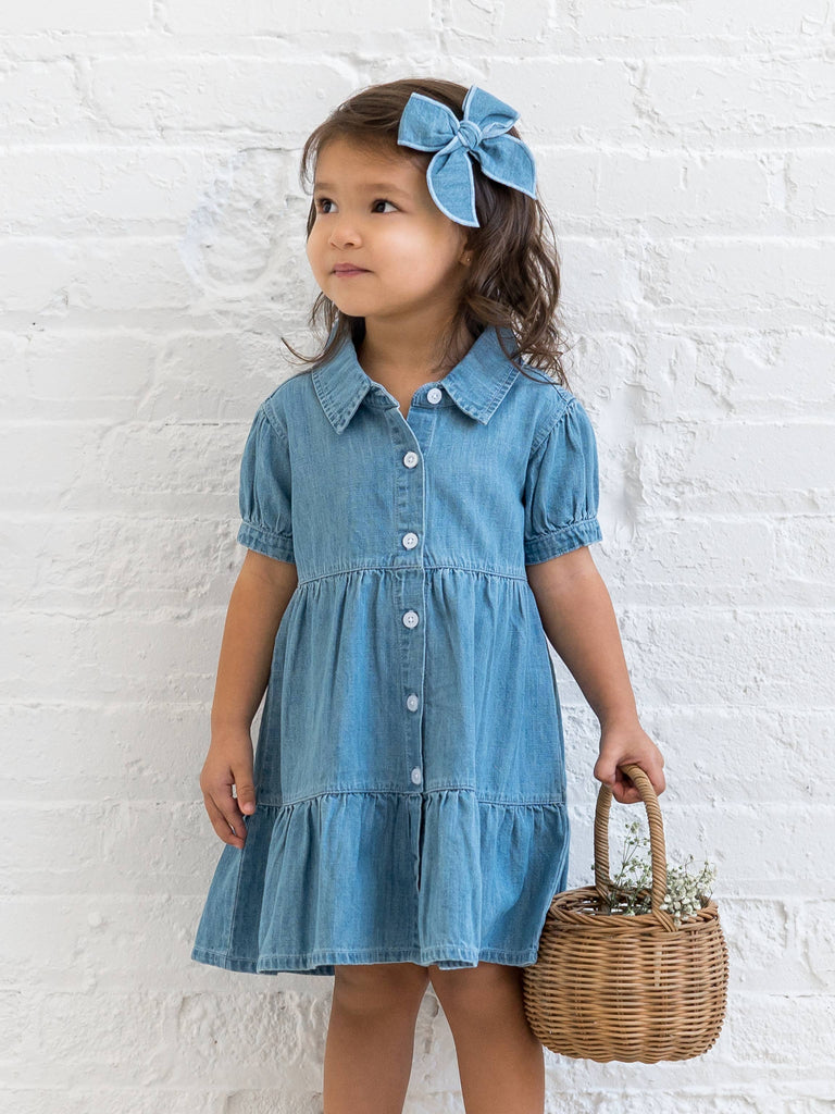 Organic Baby & Kids Pippa Chambray Short Sleeve Shirt Dress: 18-24M
