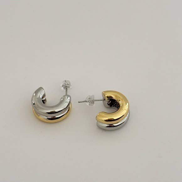 Gold Chunky Crescent Earrings