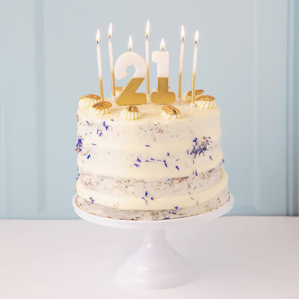 White & Gold Birthday Candles | 16 Pack