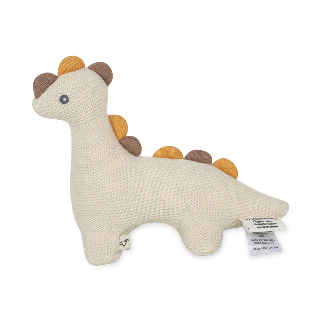 Dino Knit Stuffed Animal Soft Baby Toy (Organic Cotton)