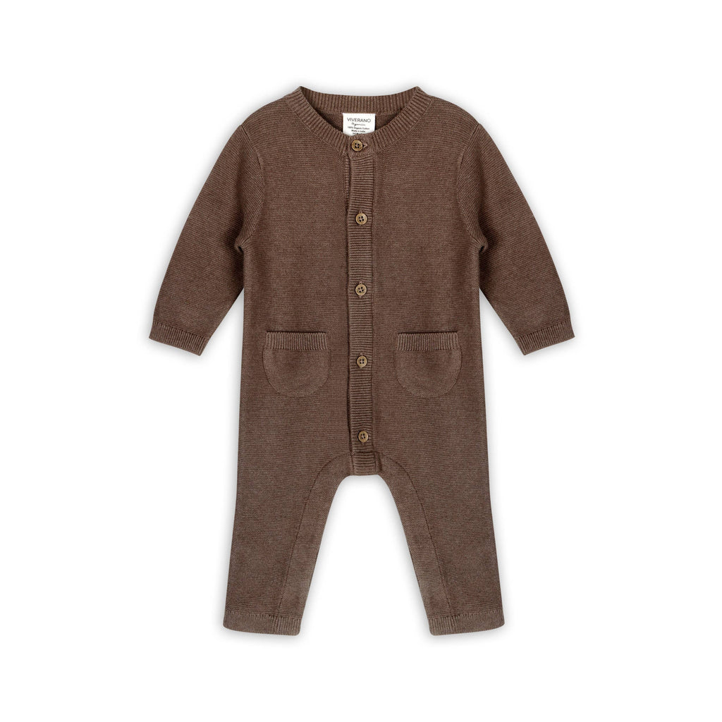 Classic Pocket & Button Chunky Knit Baby Jumpsuit Organic