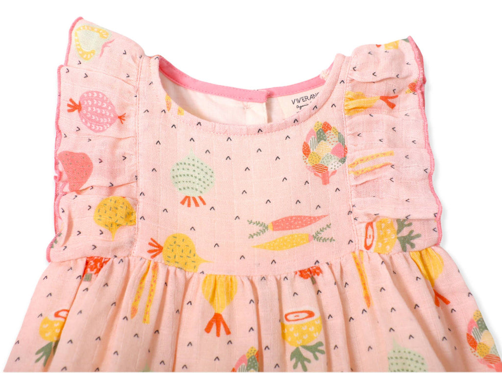 Veggie Ruffle & Flutter Baby Short Romper (Organic Muslin)