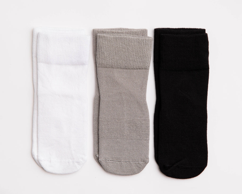 Charlie - Non-Slip Baby Socks Kids Socks White, Gray, Black: 12 - 24M