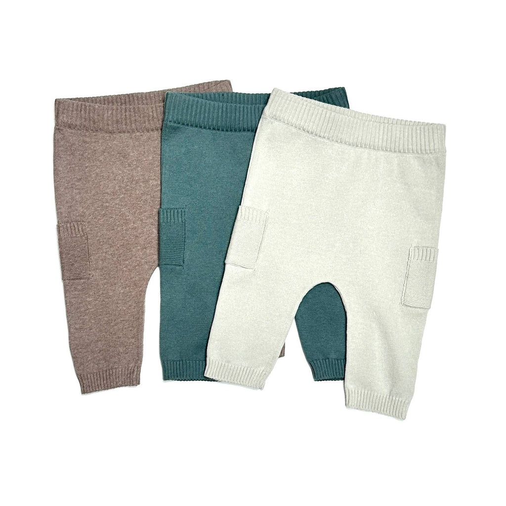 Baby Side Pocket Sweater Knit Pants (Organic Cotton): Stone / 0-3 Month