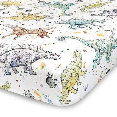 Watercolor Dinosaur Crib Sheet