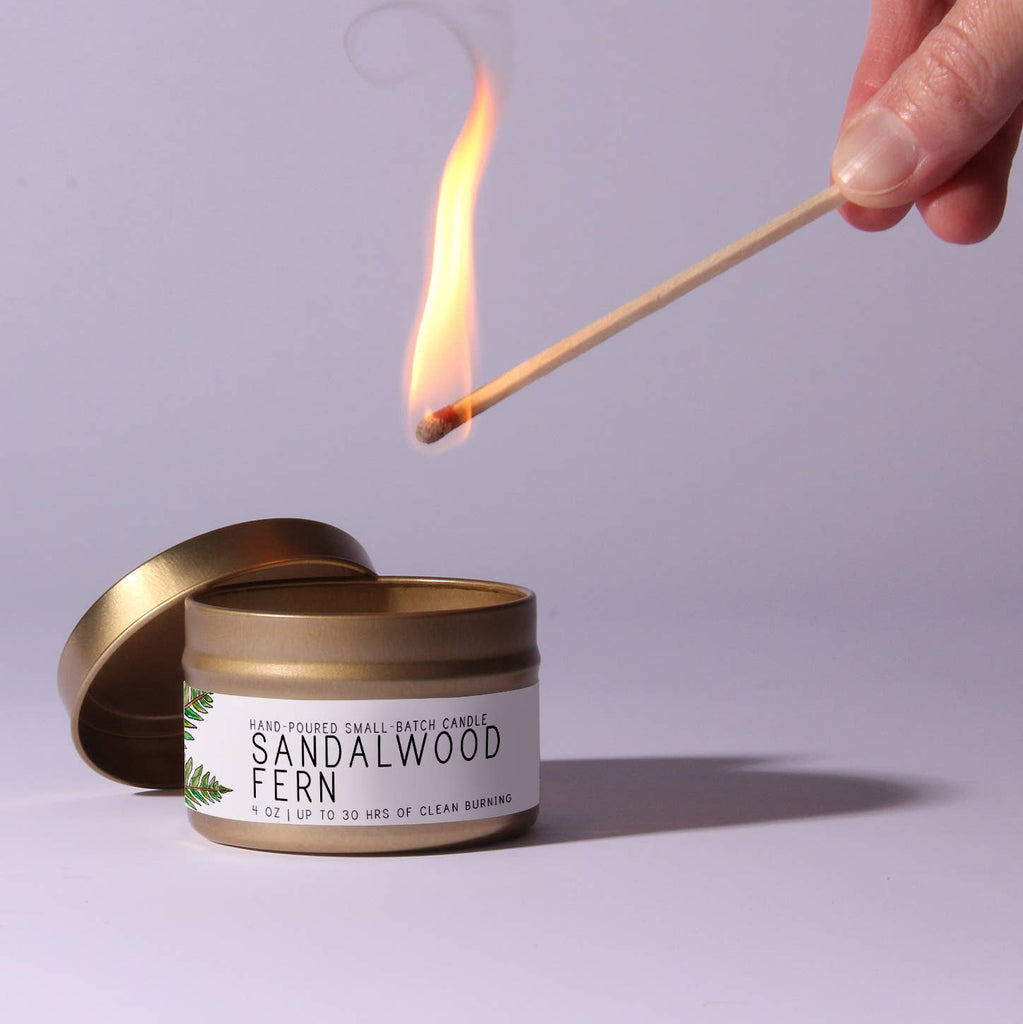 Sandalwood Fern - Just Bee Candles: 13 oz (up to 60 hrs of clean burning)