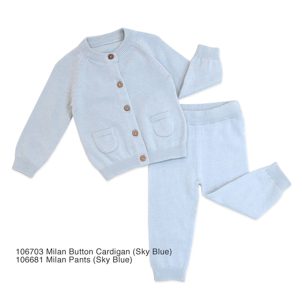 Milan Pastel Baby Button Cardigan Sweater (Organic Cotton): 0 - 3 Month / Cream