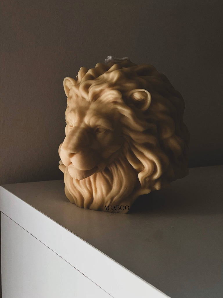 Large Lion Head Candle 4.5x5in