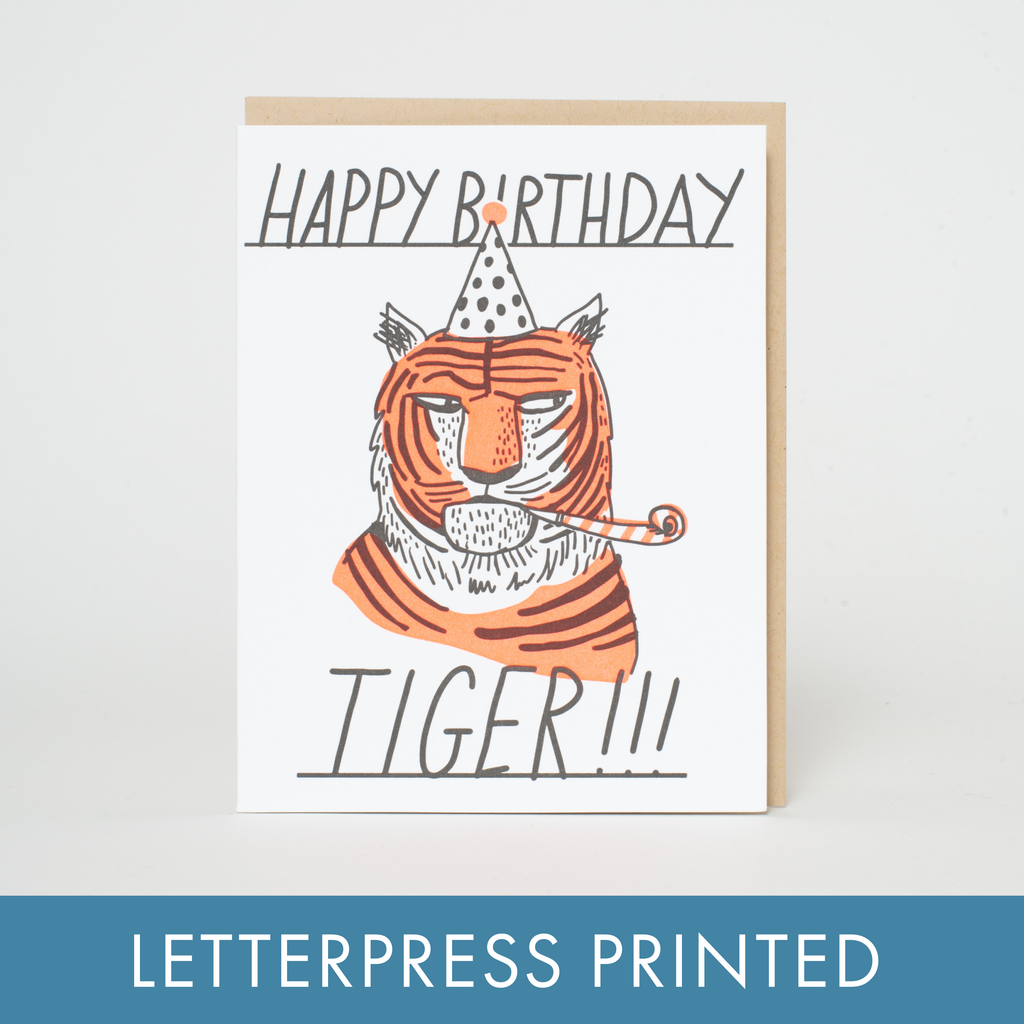 Birthday Tiger Letterpress Greeting Card by Hello!Lucky