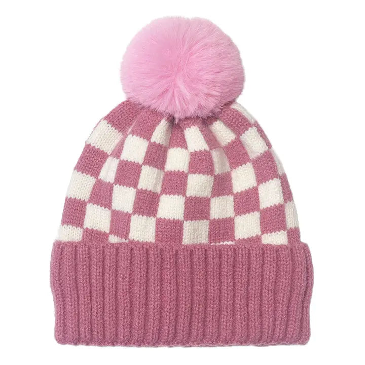 CHECKER POM BEANIE