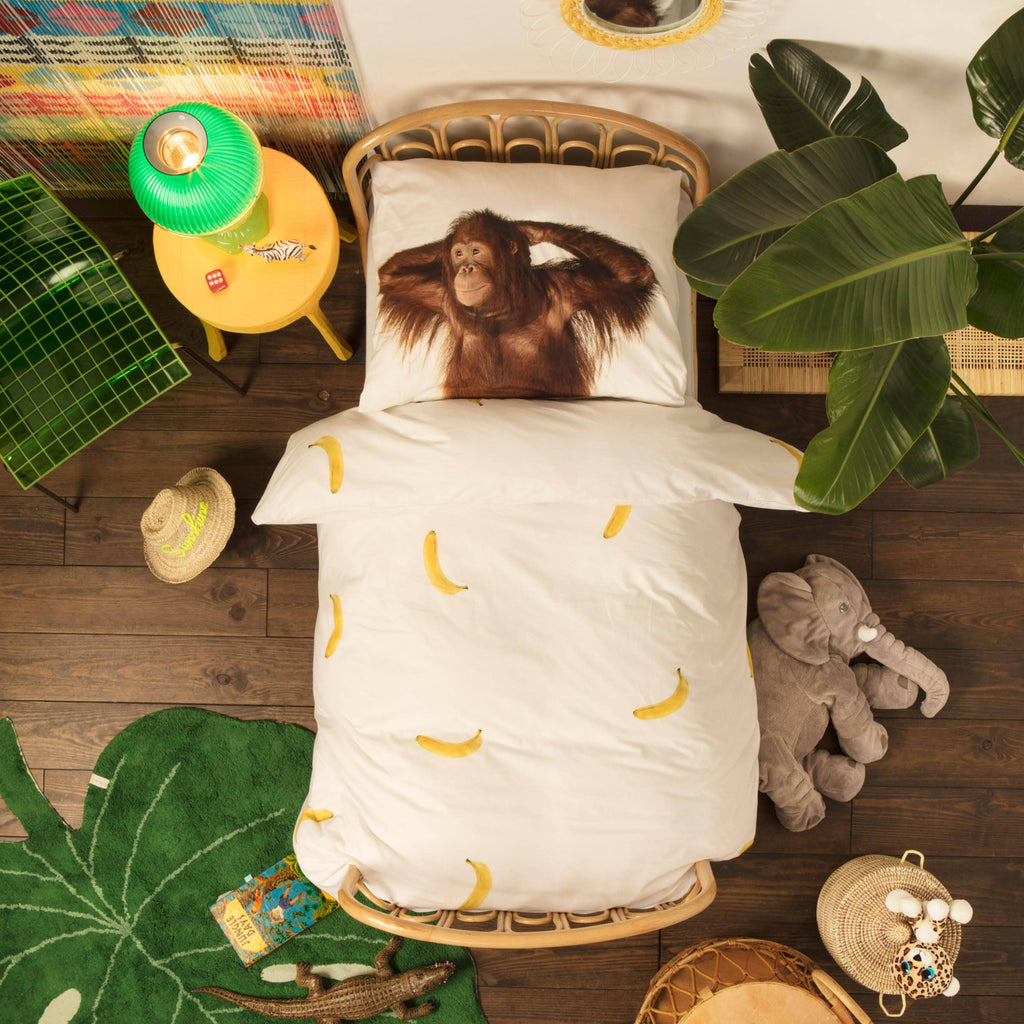 Banana Monkey duvet cover set: Queen (90" x 88" + 2 standard Pillowcases)