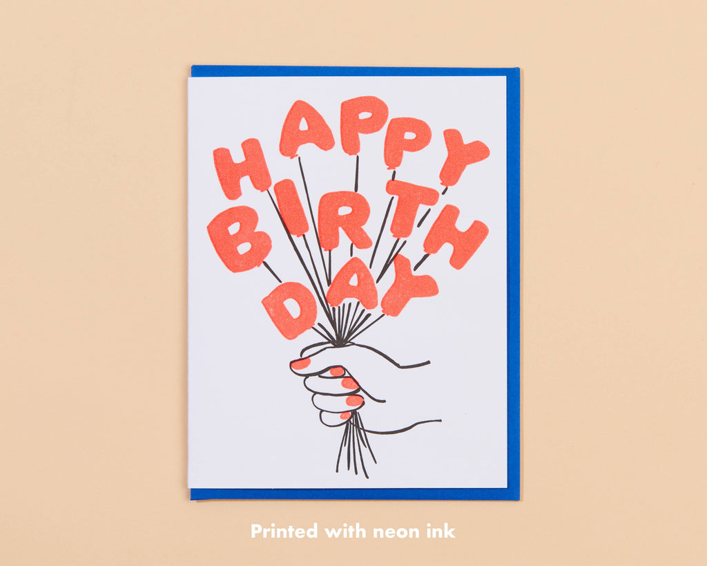 Birthday Balloons Letterpress Greeting Card