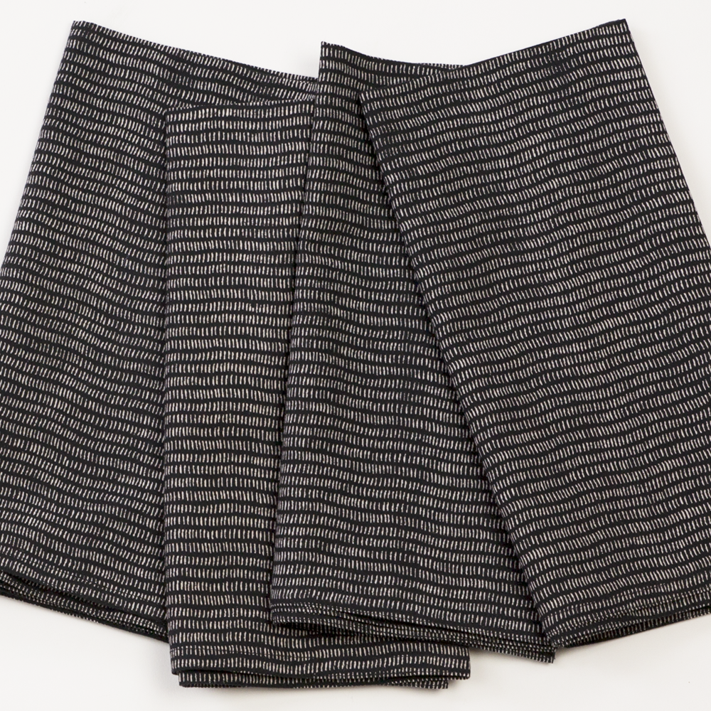 Alice Stripes Midnight Block Printed Napkins - set of 4