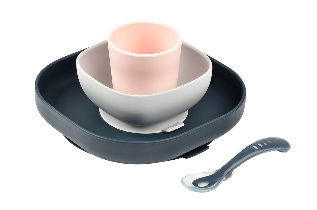 BEABA Silicone Suction Meal Set - Set of 4 - Midnight