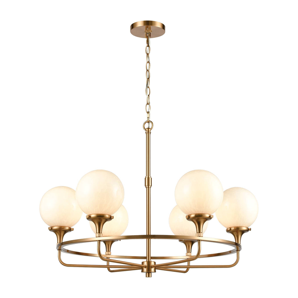 Beverly Hills 6-Light Satin Brass Chandelier Light Fixture
