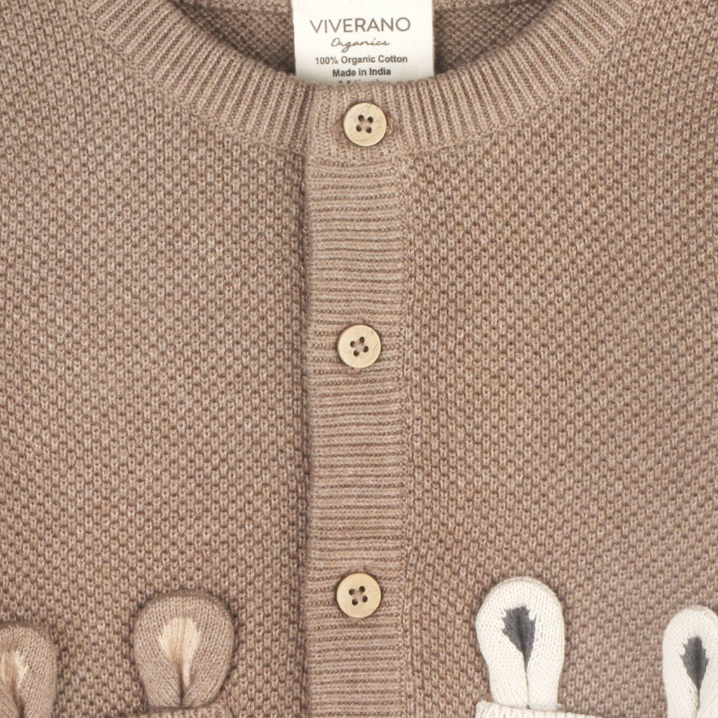 Animal Pocket Button Cardigan Baby Sweater (Organic Cotton)