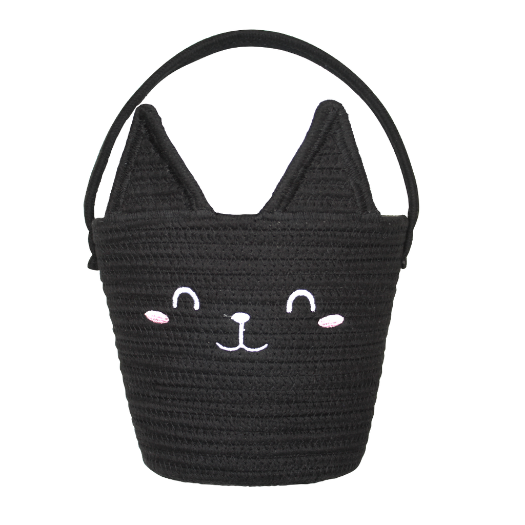 Halloween Black Cat Rope Trick or Treat Basket