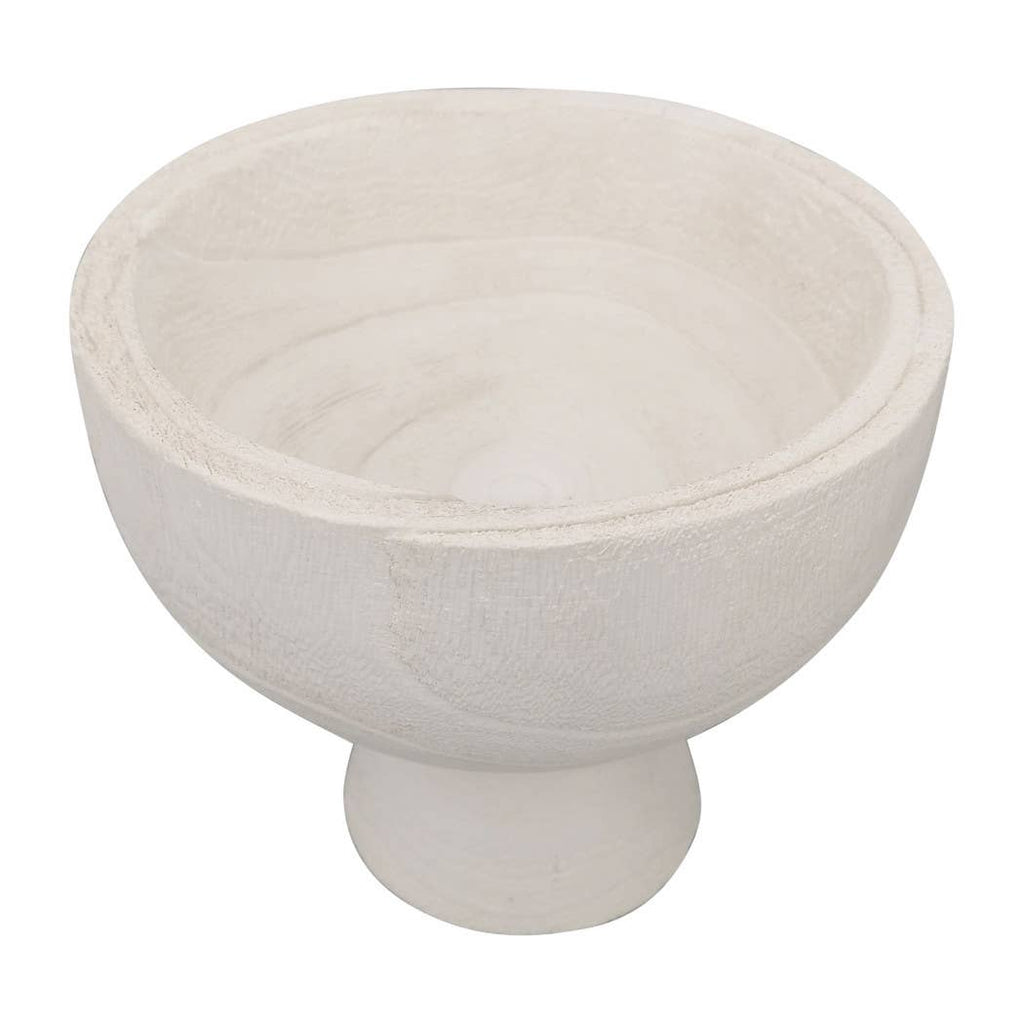 Wood Modern Decorative Bowl with Stand - White, 8 in.