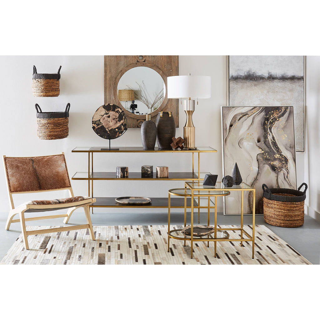 Carrick Modern 3-Tier Brass Metal and Wood Console Table