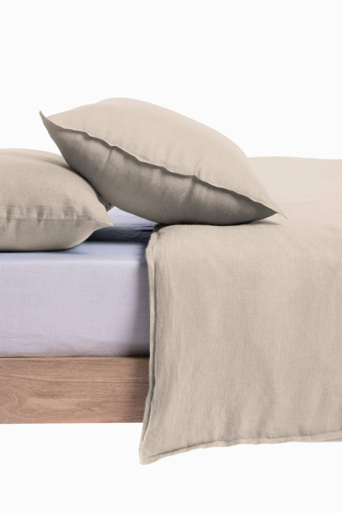 Linen Slumber Solid Duvet Cover-Cinnamon Brown