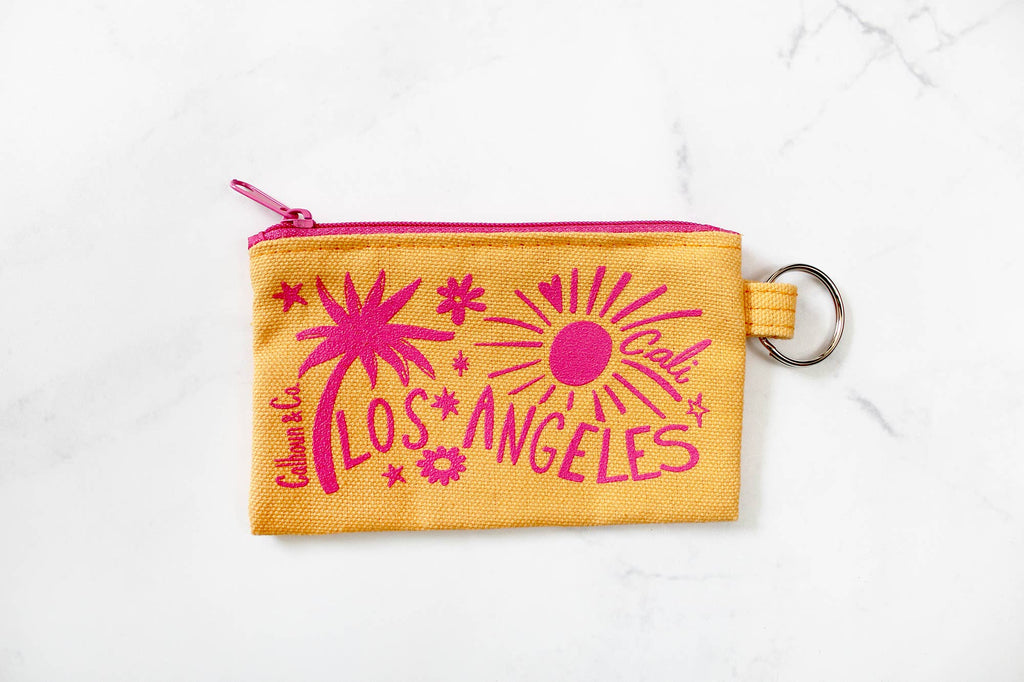 Los Angeles California Zipper Card Pouch with Keyring