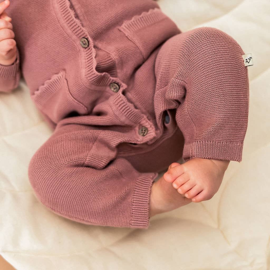 Classic Pocket & Button Chunky Knit Baby Jumpsuit Organic