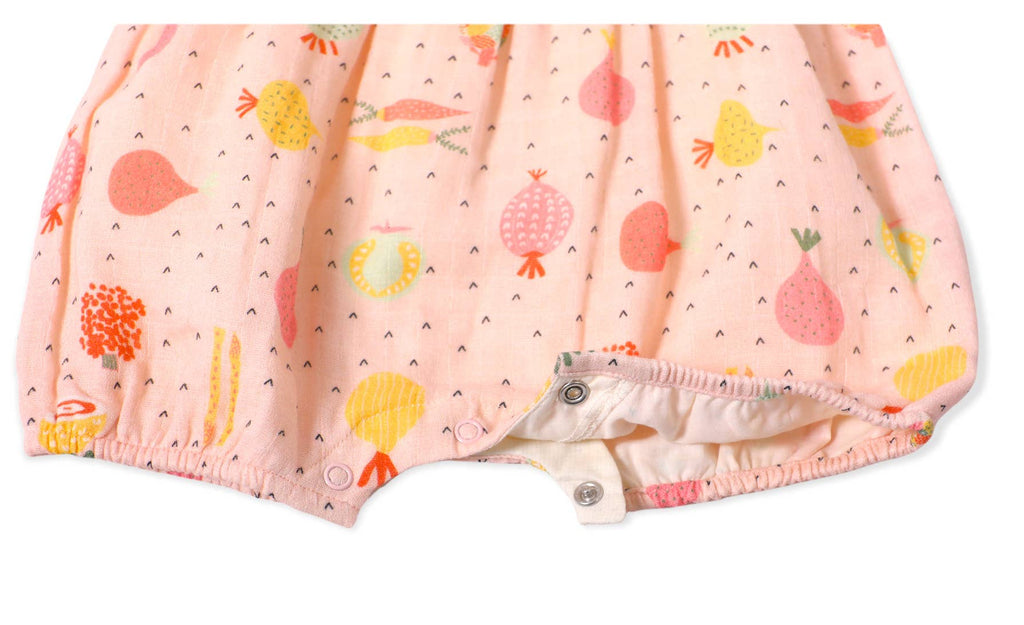 Veggie Ruffle & Flutter Baby Short Romper (Organic Muslin)