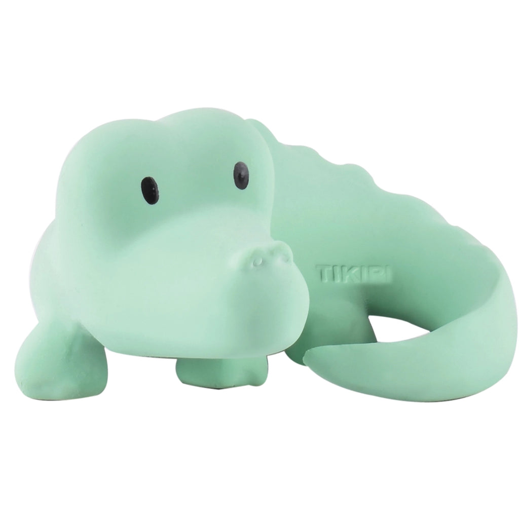 Crocodile - Natural Organic Rubber Teether, Rattle & Bath Toy