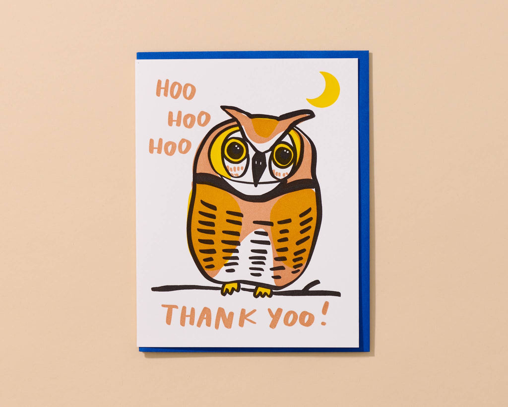 Thank Yoo Owl Letterpress Thank You Card