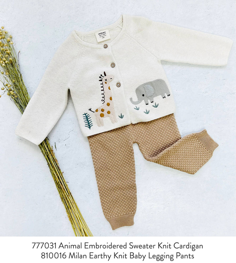 Animal Safari Embroidered Baby Cardigan Sweater (Organic)