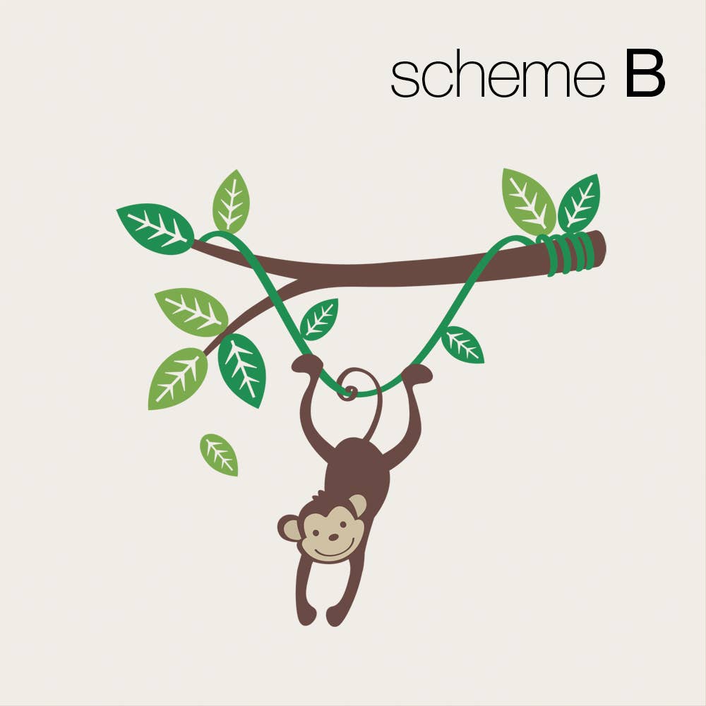 Monkey Wall Decal Hanging on a Branch Vine