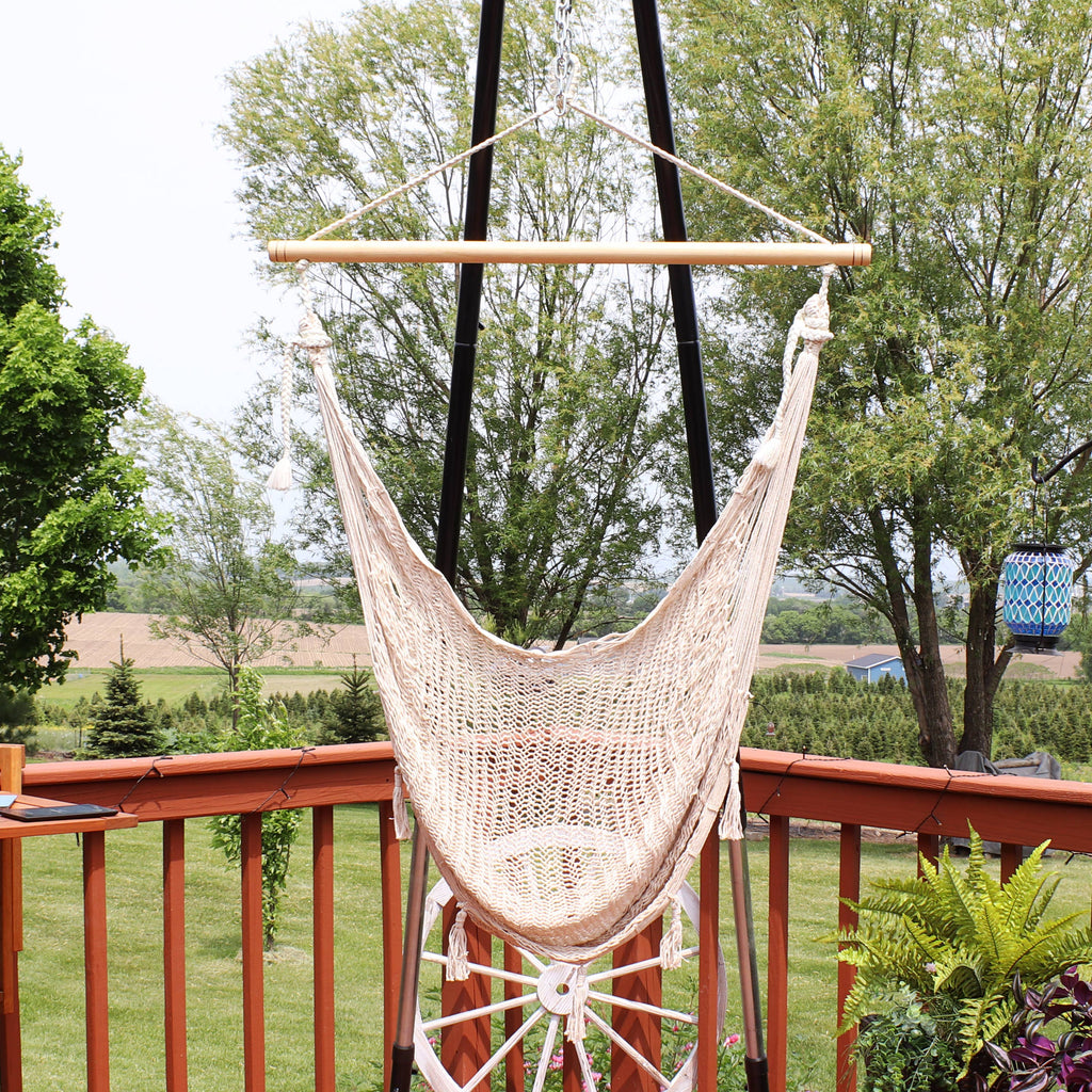 Extra Large Hanging Mayan Rope Hammock Chair - Natural