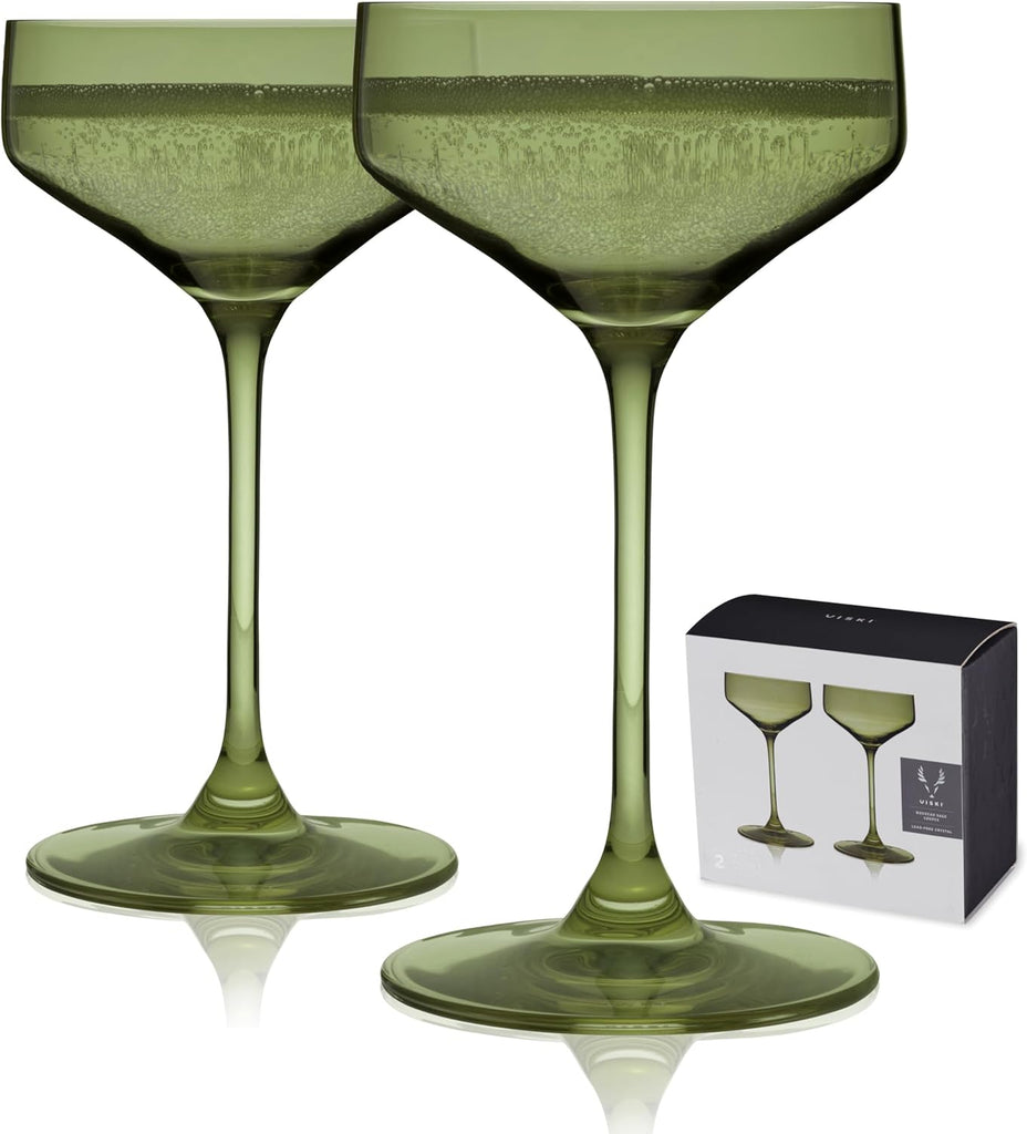 Reserve Nouveau European Crystal Coupes - Sage - Set of 2
