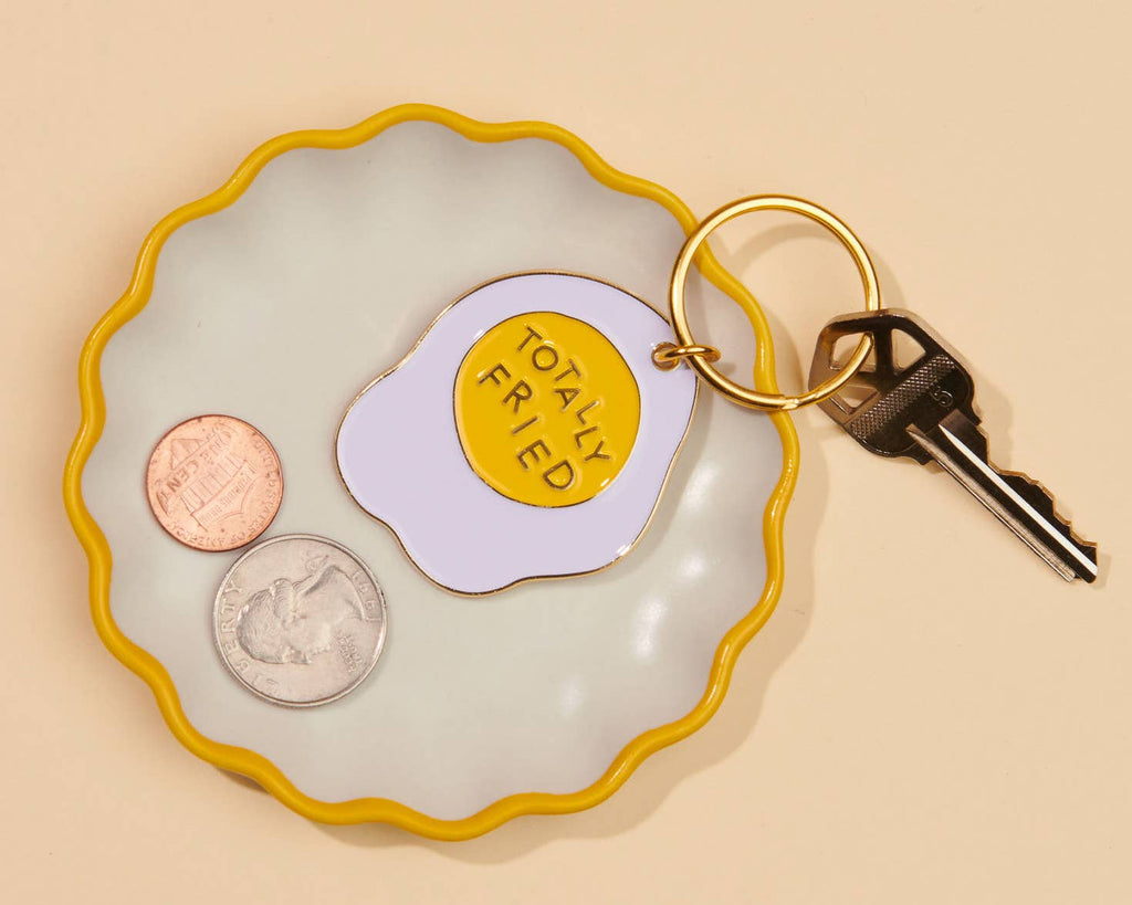 Totally Fried Egg Enamel Food Keychain - Foodie, Bakery