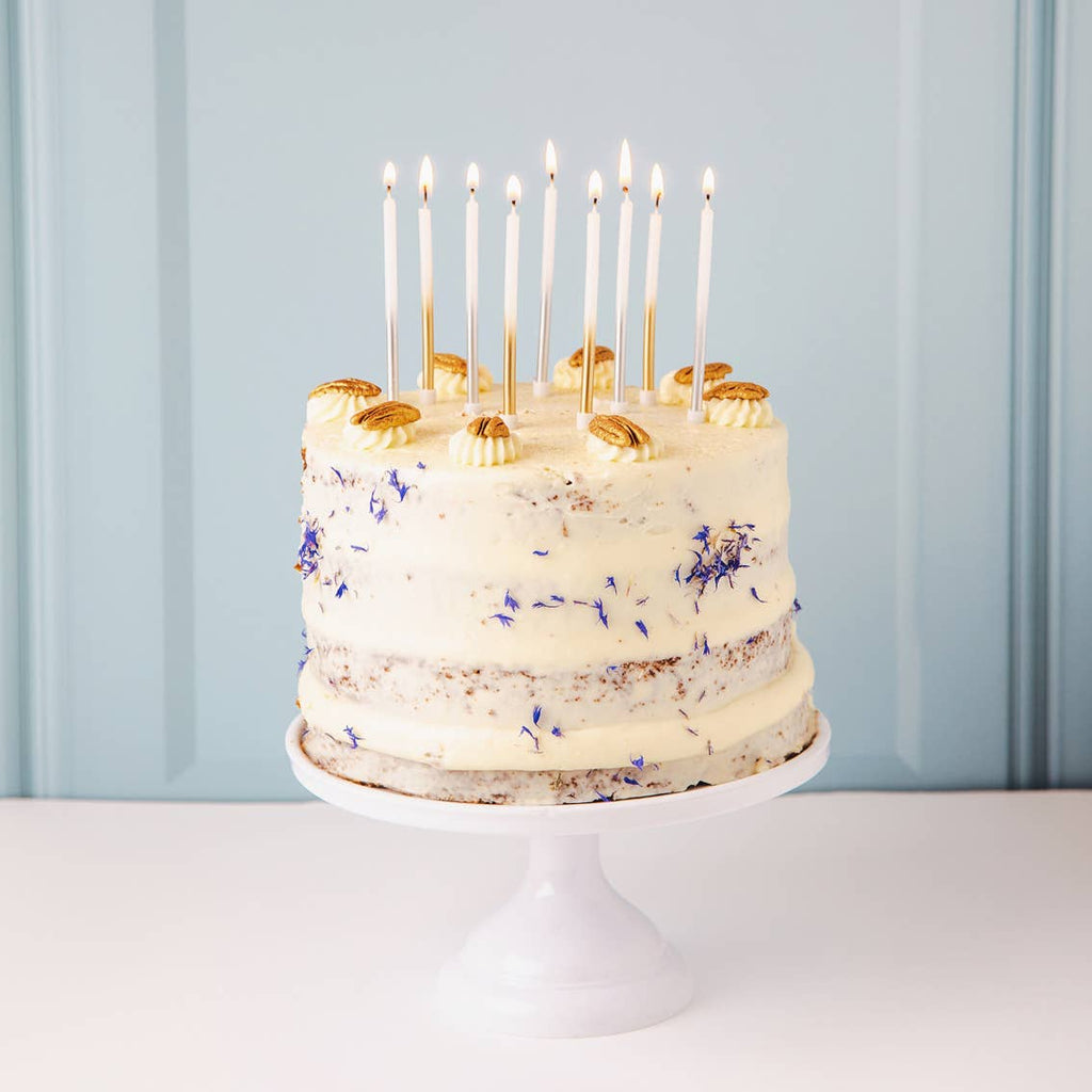 White & Gold Birthday Candles | 16 Pack