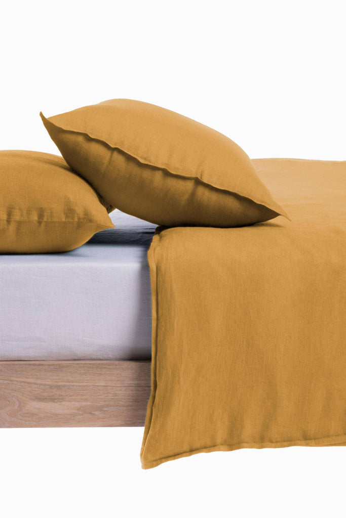 Linen Slumber Solid Duvet Cover-Cinnamon Brown